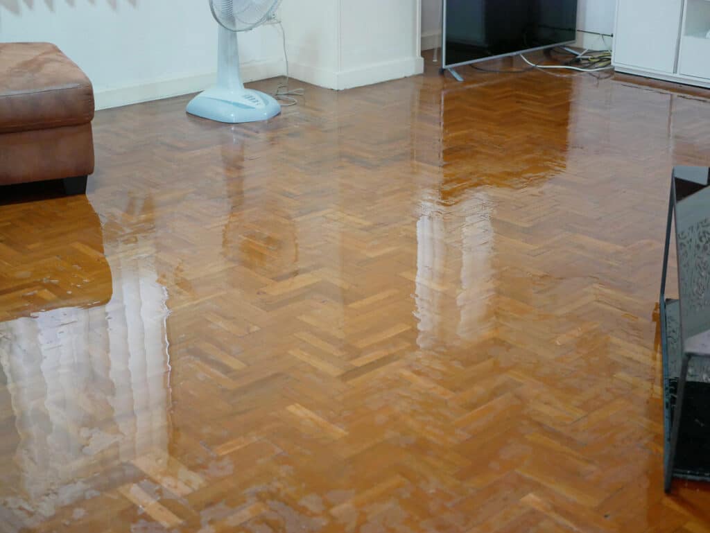 flooding on the parquet floor